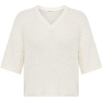 KnowledgeCotton Apparel Leichter Kurzarm Pullover mit V-Ausschnitt aus Bio-Baumwolle