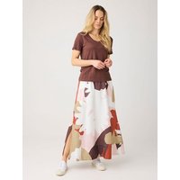 KnowledgeCotton Apparel Maxi Rock mit Flower-Print aus Bio-Leinen