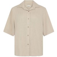 KnowledgeCotton Apparel Lockere Kurzarmbluse aus Ecovero und Bio-Leinen