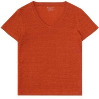 KnowledgeCotton Apparel T-Shirt mit V-Ausschnitt aus Bio-Leinen
