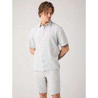 KnowledgeCotton Apparel Lockeres Kurzarmhemd Pinstriped aus Bio-Leinen