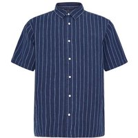 KnowledgeCotton Apparel Lockeres Kurzarmhemd Pinstriped aus Bio-Leinen