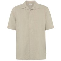 KnowledgeCotton Apparel Lockeres Kurzarmhemd MOSS aus Ecovero und Bio-Leinen
