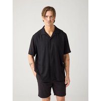 KnowledgeCotton Apparel Lockeres Kurzarmhemd MOSS aus Ecovero und Bio-Leinen