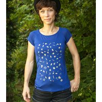 päfjes Goldene Blüten & Blätter - Fair gehandeltes Frauen T-Shirt mit TENCEL Lyocell