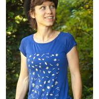päfjes Goldene Blüten & Blätter - Fair gehandeltes Frauen T-Shirt mit TENCEL Lyocell