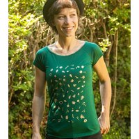 päfjes Goldene Blüten & Blätter - Fair gehandeltes Frauen T-Shirt mit TENCEL Lyocell
