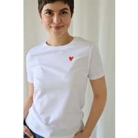 Kultgut Artdesign- Tailliertes Shirt 100% Biobaumwolle / little red heart
