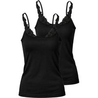 Haasis Bodywear Damen Spitzenträger Top, Glanzeinfass, 2er Pack, Bio Baumwolle