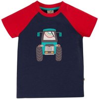Frugi T-Shirt Traktor in blau-rot Rafe Raglan T-Shirt