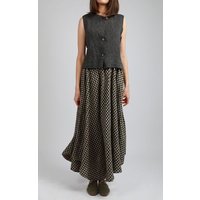 KNOTIUM POPPY Maxi-Leinenrock im Karomuster mit Tellerrockschnitt und Taschen