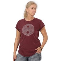 Life-Tree Organic Fairwear Shirt Women Fairwear Organic Washed YinYang/ | schwarz/rot