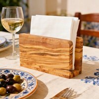 NATUREHOME Serviettenhalter Holz massives Olivenholz 16 x 10 cm