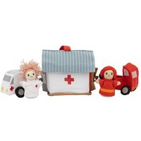 El Puente Spielset "Feuerwehr und Krankenhaus" | Fair Trade & Handmade aus Sri Lanka