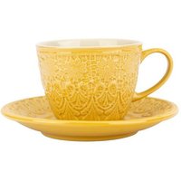 El Puente "Bloom" Cappuccinotasse aus Keramik in Gelb