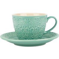 El Puente "Bloom" Cappuccinotasse aus Keramik in Türkis