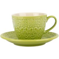 El Puente "Bloom" Cappuccinotasse aus Keramik in Grün