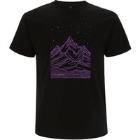 Spreecult LineArt Sternenhimmel - Bio und Fair - Männer Unisex T-Shirt - Line Art Berge