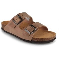 Tuffeln Leder-Pantoletten Föhr mit weichem Kork-Fußbett Zweischnaller-Sandalen