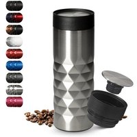 elasto Thermobecher 440 ml aus Edelstahl - doppelwandiger Kaffeebecher to go - auslaufsicherer Isolierbecher