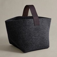easy and green Designer Kaminholzkorb aus Wollfilz mit Lederhenkel 40 Liter
