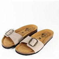 Plakton Vegane offene Damen Sandale BIS mit einstellbarer Schnalle in Suede-optik