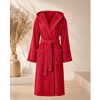 NATURAWALK Bademantel mit Kapuze | Balance | Bordeaux | 100% Bio-Baumwolle | unisex | lang