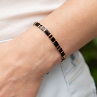 juni Schwarzes Armband "Shiny Black" - individuell verstellbar - handgemacht in Deutschland