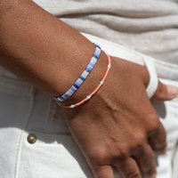 juni Blaues Armband "Cielo" - einzeln oder im Set mit Perlenarmband Apricot Orange