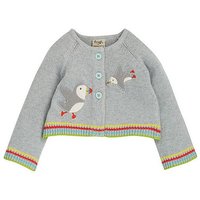 Frugi Strickjacke Papageientaucher grau - Bonny Baby Grey/Marl Puffins