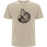 Spreecult LineArt Fuchs - Bio und Fair - Männer Unisex T-Shirt - Line Art Fox