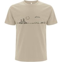 Spreecult LineArt Outdoor Bus - Bio und Fair - Männer Unisex T-Shirt - Wald Natur Minimalistisch