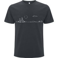 Spreecult LineArt Outdoor Bus - Bio und Fair - Männer Unisex T-Shirt - Wald Natur Minimalistisch