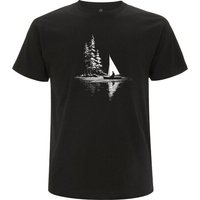 Spreecult Segelboot - Bio und Fair - Männer Unisex T-Shirt - Wald Wasser
