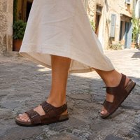 Tuffeln Leder Sandalen Baltrum mit weichem Kork-Fußbett hinten geschlossen