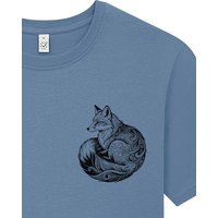 Spreecult kleiner LineArt Fuchs - Bio und Fair - Männer Unisex T-Shirt - Line Art Fox