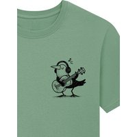 Spreecult kleiner Gitarren Vogel - Bio und Fair - Männer Unisex T-Shirt - Guitar Bird