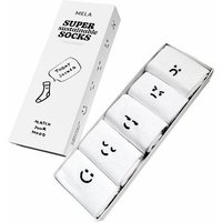 MELA 5 Paar Ripp-Socken mit Stickerei „smiley moods“