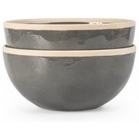 Good To Give Keramik Schalen Set aus Steingut, 2er Geschirrset | Schüssel & Bowl für Müsli, Suppe und Ramen | hochgebrannt | Dunkelgrau
