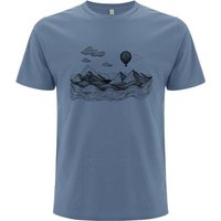 Spreecult LineArt Ballon- Bio und Fair - Männer Unisex T-Shirt - Line Art Heißluftballon Berge