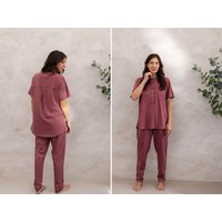 Pyjamahose Damen "Yumeko" aus Baumwoll-Jersey