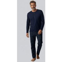 ZD Zero Defects Preppy langer karierter Modal-Pyjama in Marineblau