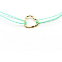 juni Stoffarmbändchen mit Herz und verstellbarer Schiebeperle aus recyceltem Gold - mehrere Farben