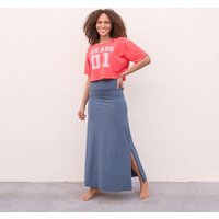 Jaya INDRA - Damen - Maxi-Rock aus elastischer Biobaumwolle mit doppeltem Bund, High Waist - Low Waist tragbar