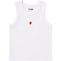 TIZZ & TONIC Erdbeer-besticktes Geripptes Tanktop aus Bio-Baumwolle