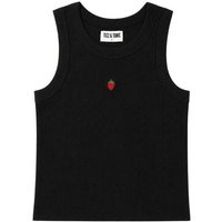 TIZZ & TONIC Erdbeer-besticktes Geripptes Tanktop aus Bio-Baumwolle