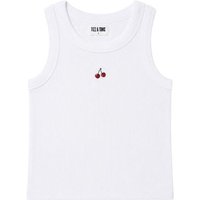TIZZ & TONIC Kirsche-besticktes Geripptes Tanktop aus Bio-Baumwolle