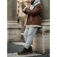 Will's Vegan Shop Übergroße Aviator-Jacke aus recyceltem veganem Shearling Herren