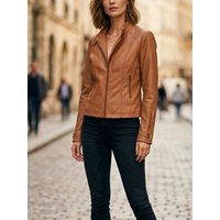 Will's Vegan Shop Schwarze Rennfahrer-Jacke für Damen
