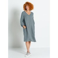 Heidekönigin Leinenkleid m. V-Ausschnitt